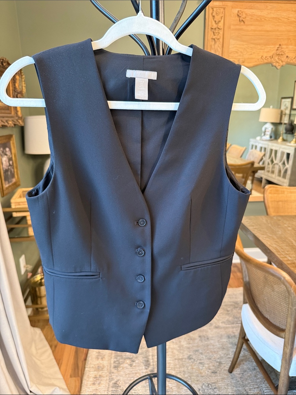 H&M Black Tailored Button Vest